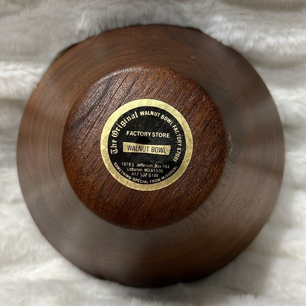 PRICE IS FIRM - Vintage Factory Store Solid Walnut Wood Bowl - Picture 3 of 3